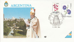 ARGENTINE FDC 1987 VISITE PAPE JEAN PAUL A ROSARIO - Brieven En Documenten