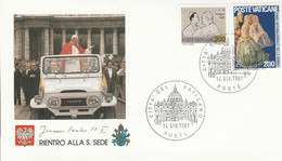 VATICAN FDC 1987 RETOUR PAPE JEAN PAUL - Macchine Per Obliterare (EMA)