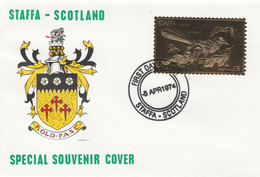 Staffa 1976 Mockingbird (Male) £8 Value Perforated & Embossed In 23 Carat Gold Foil On Souvenir Cover With First Day Can - Local Issues