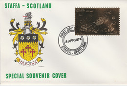 Staffa 1976 Robin (Male) £8 Value Perforated & Embossed In 23 Carat Gold Foil On Souvenir Cover With First Day Cancel (R - Local Issues