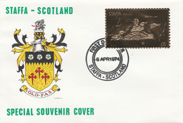 Staffa 1976 Common Loon (Male) £8 Value Perforated & Embossed In 23 Carat Gold Foil On Souvenir Cover With First Day Can - Local Issues