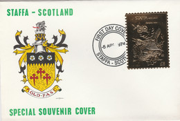 Staffa 1976 Carolina Wren (Female) £8 Value Perforated & Embossed In 23 Carat Gold Foil On Souvenir Cover With First Day - Local Issues