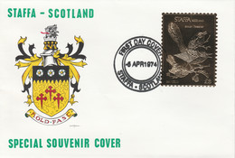 Staffa 1976 Brown Thrasher (Male) £8 Value Perforated & Embossed In 23 Carat Gold Foil On Souvenir Cover With First Day - Local Issues