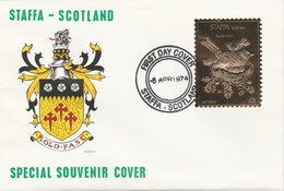 Staffa 1976 Purple Finch (Male) £8 Value Perforated & Embossed In 23 Carat Gold Foil On Souvenir Cover With First Day Ca - Local Issues