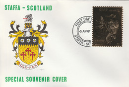 Staffa 1976 Yellow Hammer (Male) £8 Value Perforated & Embossed In 23 Carat Gold Foil On Souvenir Cover With First Day C - Local Issues