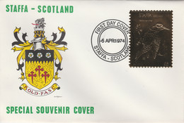 Staffa 1976 Yellow Hammer (Female) £8 Value Perforated & Embossed In 23 Carat Gold Foil On Souvenir Cover With First Day - Local Issues