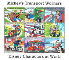 MWD-BK7-380-2 MINT PF/MNH ¤ ST VINCENT 1996 SHEET 9w In Serie ¤ DISNEY CHARACTERS AT WORK -  FRIENDS OF WALT DISNEY - Disney