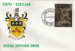 Staffa 1976 Baltimore Oriole (Female) £8 Value Perforated & Embossed In 23 Carat Gold Foil On Souvenir Cover With First - Local Issues