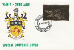 Staffa 1976 Chickadee (Male) £8 Value Perforated & Embossed In 23 Carat Gold Foil On Souvenir Cover With First Day Cance - Local Issues