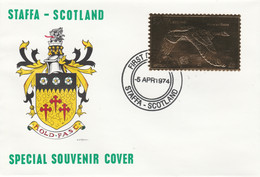 Staffa 1976 Hawaiian Goose (Female) £8 Value Perforated & Embossed In 23 Carat Gold Foil On Souvenir Cover With First Da - Local Issues