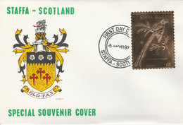 Staffa 1976 Scissor Tailed Flycatcher (Female) £8 Value Perforated & Embossed In 23 Carat Gold Foil On Souvenir Cover Wi - Local Issues