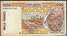 W.A.S. SÉNÉGAL  P711Ki 1000 Francs (19)99 Signature 29  1999. VF No P.h. - États D'Afrique De L'Ouest