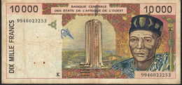 W.A.S. SÉNÉGAL  P714Kh 10000 Or 10.000 Francs (19)99 Signature 28 1999 Fine Few P.h. - West-Afrikaanse Staten