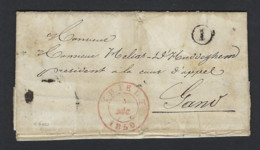Niet Gefrankeerde Brief Verzonden Van THIELT Naar GAND / GENT Op 3/12/1850 ; Staat Zie 2 Scans ! LOT 337 - Andere