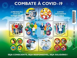 BRAZIL 2020 - FIGHTING CORONAVÍRUS COVID-19 - DISEASE -HEALTHCARE - ILLNESS PREVENTION - BLOCK OF 6 - MINT - Ungebraucht