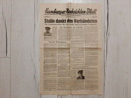 1945 Hamburger Nachrichten Blatt Der Alliierten Militarregierung 12. Mai 1945 - Deutsch