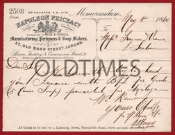 ENGLAND - LONDON - INVOICE MANUFACTURING PERFUMERS & SOAP MAKERS - " NAPOLEON PRICE & Cª " - 1880 - Pays-Bas