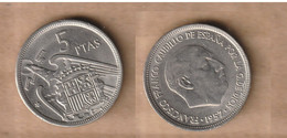 ESPAÑA  5 Pesetas - 1957 * 69   5.75 G • ⌀ 23 Mm KM# 786, Cal# 49, Schön# 34  Sin Circular / Uncirculated - 50 Peseta