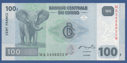 CONGO Democratic Republic - P.98a – 100 FRANCS 31.07.2007 UNC HdM Serie MA 3498032 W - Democratic Republic Of The Congo & Zaire