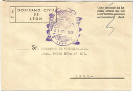 LEON CC FRANQUICIA  GOBIERNO CIVIL 1989 - Franchigia Postale