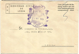 LEON CC FRANQUICIA  GOBIERNO CIVIL 1989 - Franquicia Postal