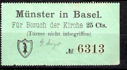 Eintrittskarte Münster In Basel 25 Cts. - Eintrittskarten