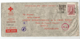 AUSTRALIA 9D+5/ LARGE COVER MESSAGE SERVICE RED CROSS AUSTRALIAN VICTORIA 1944 AIR MAIL TO GENEVE SUISSE CENSURE - Briefe U. Dokumente