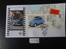 FRANCE 2021 2,16 CITROËN 2 CV FÊTE DU TIMBRE 2021 , OBLITERATION PREMIER JOUR  25 09 2021  ENVELOPPE FDC. - 2020-…