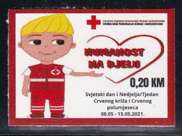 Bosnia And Herzegovina 2021 Red Cross Croix Rouge Rotes Kreuz Tax Charity Surcharge Selfadhesive MNH - Bosnien-Herzegowina