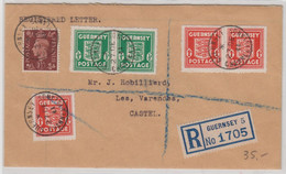 Guernsey 1941 Registered Cover, 2x ½d 3x 1d & KGV1 1½d On Cover 27.DE.41 - Guernsey
