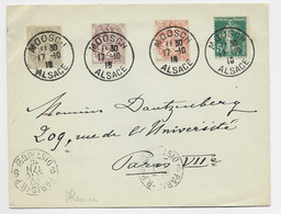 FRANCE BLANC 1C+2C+3C 5C SEMEUSE LETTRE COVER MOOSCH 17.10.1916 ALSACE - 1900-29 Blanc