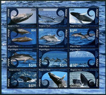 Aitutaki, 2012, Whales, Dolphins, Definitives, MNH Sheet, Michel 848-859 - Aitutaki