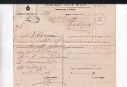 ITALIA 1909 -TELEGRAFO DELLO STATO-  DA CARLOFORTE CON NOTA POSTALE DI INDIRIZZO SCONOSCIUTO - Marcophilia
