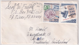 MiNr. 1783 - 1786  USA1986, 23. Jan. Briefmarkensammeln, AMERIPEX ‘86, Auf Bedarfsflugpost In Die Schweiz - Brieven En Documenten