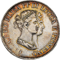 Monnaie, États Italiens, LUCCA, Felix And Elisa, 5 Franchi, 1807, Firenze, TB - Lucca