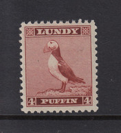 #11 Great Britain Lundy Island Puffin Stamp 1939 New Puffins 4p Cat #28 Mint. Half Price - Emissione Locali