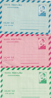 TURQUIE    ENTIER POSTAL/GANZSACHE/POSTAL STATIONERY LOT DE 3 AEROGRAMMES - Enteros Postales