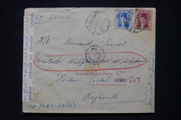 EGYPTE - Enveloppe De Suez En 1940 Pour Beyrouth ( SP 608) Via Port Saïd  Avec Contrôle Postal - L 107403 - Briefe U. Dokumente