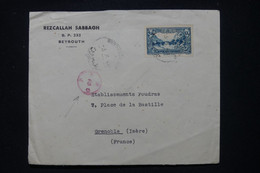 LIBAN - Enveloppe Commerciale De Beyrouth Pour Grenoble En 1940 Avec Cachet De Contrôle Postal - L 107417 - Lettres & Documents