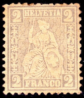 Schweiz Suisse 1862: HELVETIA 2c Grau / Gris Zu 28 Mi 20 Yv 33  (Zumstein CHF 160.00) - Unused Stamps