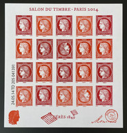 France 2014 - YT F4871 Feuillet Bloc VARIETE Impression Très Décalée Cérès 1849 Barre Salon Du Timbre Paris - Mint/Hinged