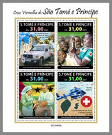 SAO TOME 2021 MNH Helicopter Hubschrauber Red Cross M/S - OFFICIAL ISSUE - DHQ2140 - Hélicoptères