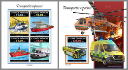 SAO TOME 2021 MNH Helicopter Hubschrauber Special Transports M/S+S/S - IMPERFORATED - DHQ2140 - Hélicoptères