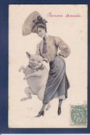 CPA Cochon Avec Femme Pig Circulé Surréalisme Femme Women érotisme Suggestif - Cochons