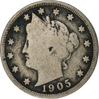 Monnaie, États-Unis, Liberty Nickel, 5 Cents, 1905, U.S. Mint, Philadelphie - 1883-1913: Liberty