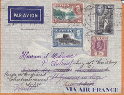Lettre De Colombo Ceylan Sri Lanka De 1929 Pour La France Par Air France - Sri Lanka (Ceylan) (1948-...)