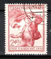 Tchécoslovaquie 1954 Mi 847 (Yv 751), Obliteré, Varieté, Position 10/1 - Variétés Et Curiosités