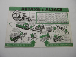 Buvard POTASSE D'ALSACE Agriculture Mines De Potasse Camion Tracteur Attelage Vache Cultures Agricoles - Agricoltura