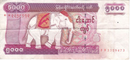 BILLETE DE MYANMAR DE 5000 KYATS  (BANKNOTE) ELEFANTE-ELEPHANT - Myanmar
