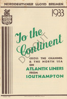 Navigation Norddeutscher Lloyd Bremen 1933 To The Continent On Atlantic Liners From Southampton (V34) - World
